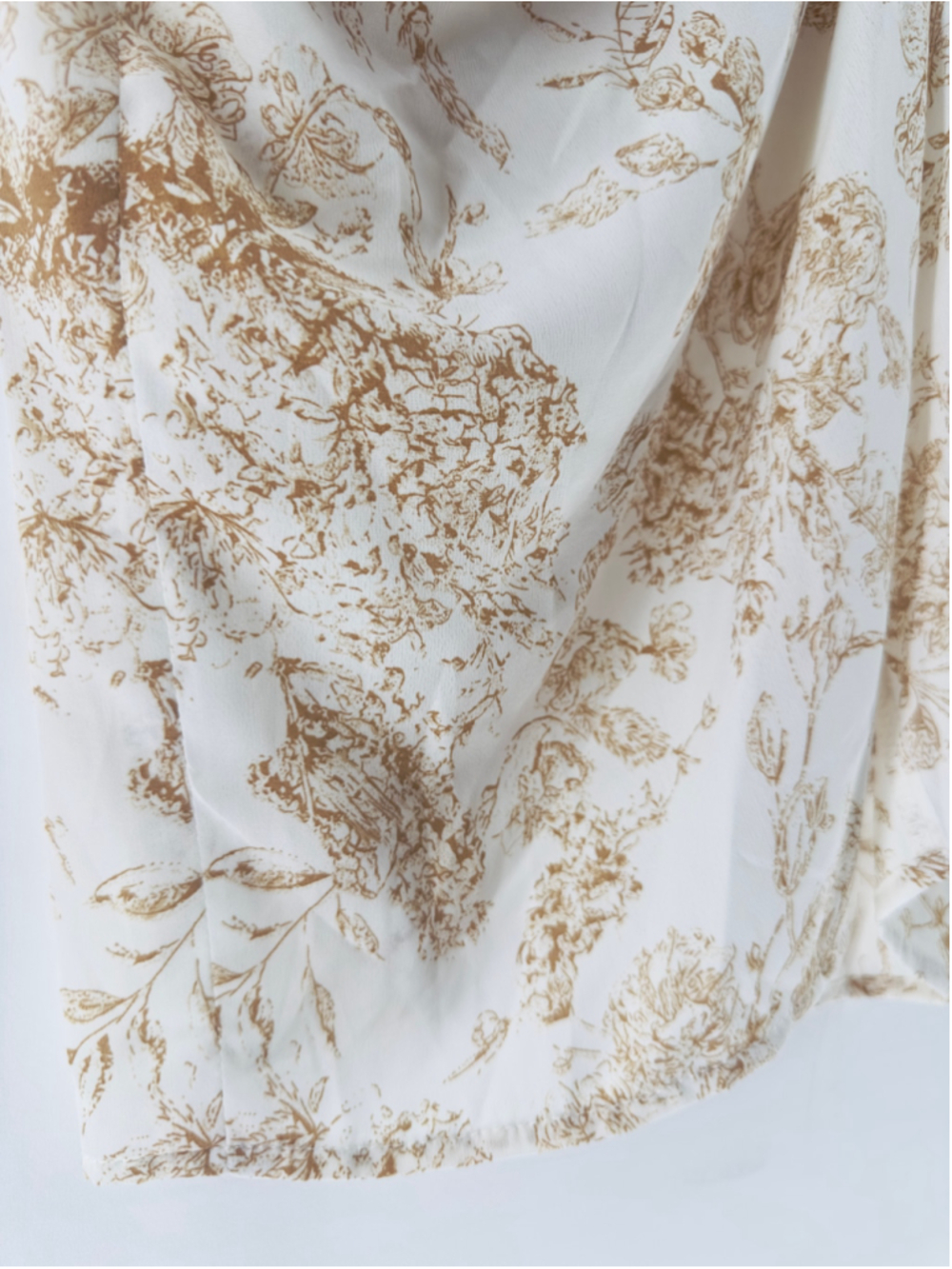 NWT BooHoo TOILE White & Brown SEXY Floral Ruched PORCELAIN CINCH Skirt WOMENS 6 - Picture 4 of 7